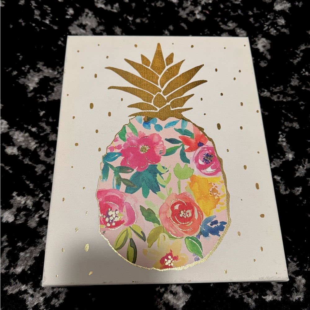 8x2x10 inch Floral Pineapple Canvas Decor